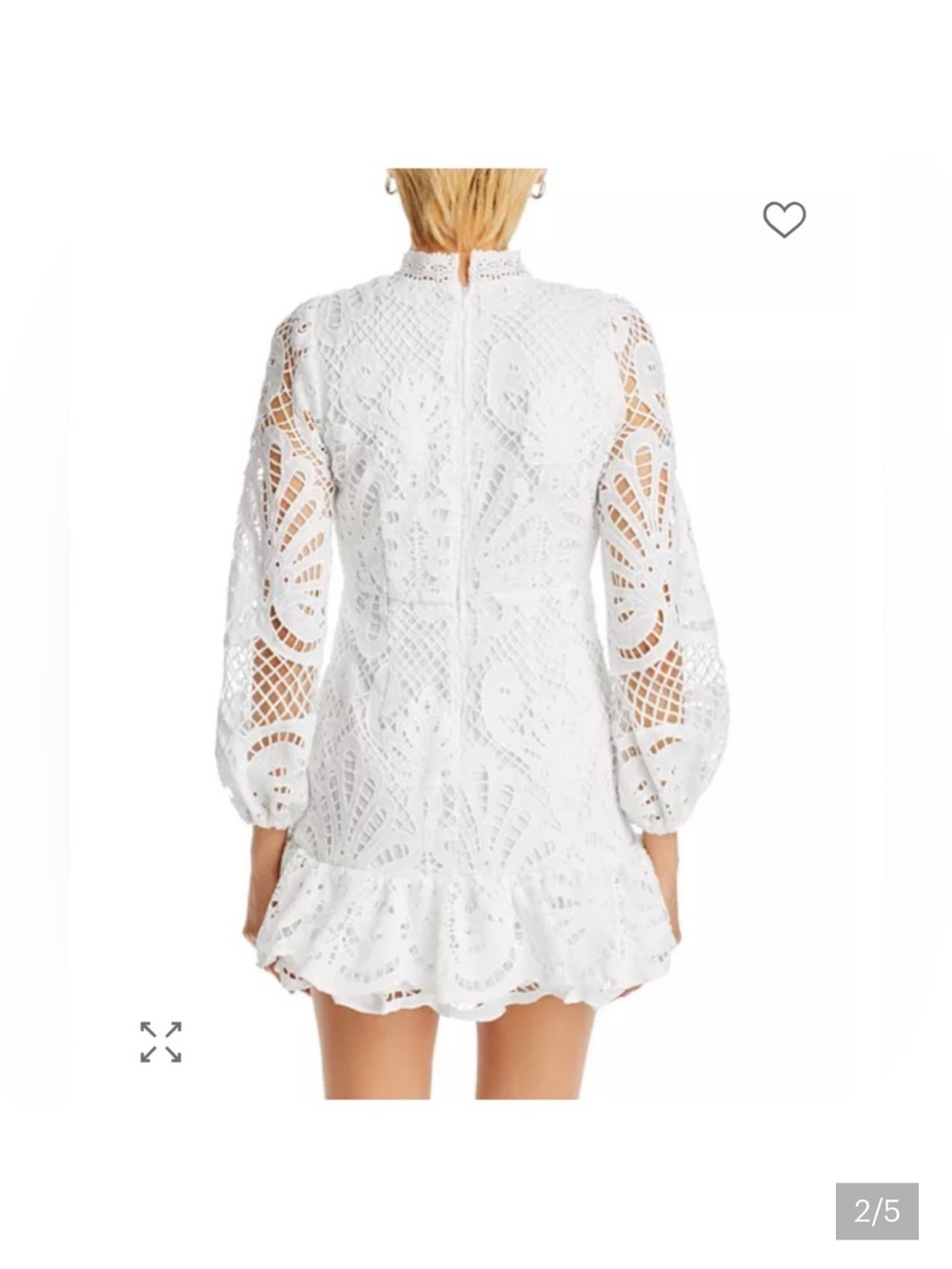 White Lace Long-Sleeve Mini Dress - Elegant Crochet Detail